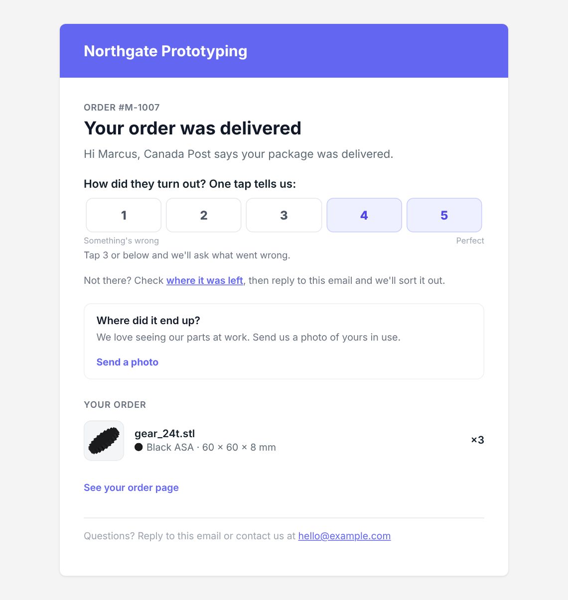 The delivered email.
