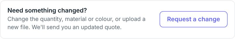 The bottom of the Your quote is ready email: the Need something changed? box with a Request a change button.